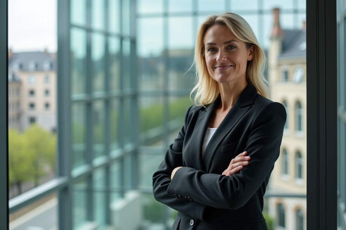 Architecte devant la ville de Rennes avec des plans