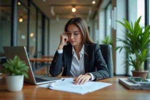 Femme d affaires en costume dans un bureau moderne