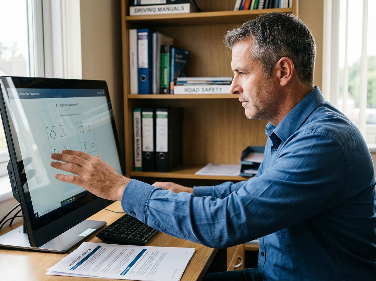 Homme utilisant une application de test psychotechnique